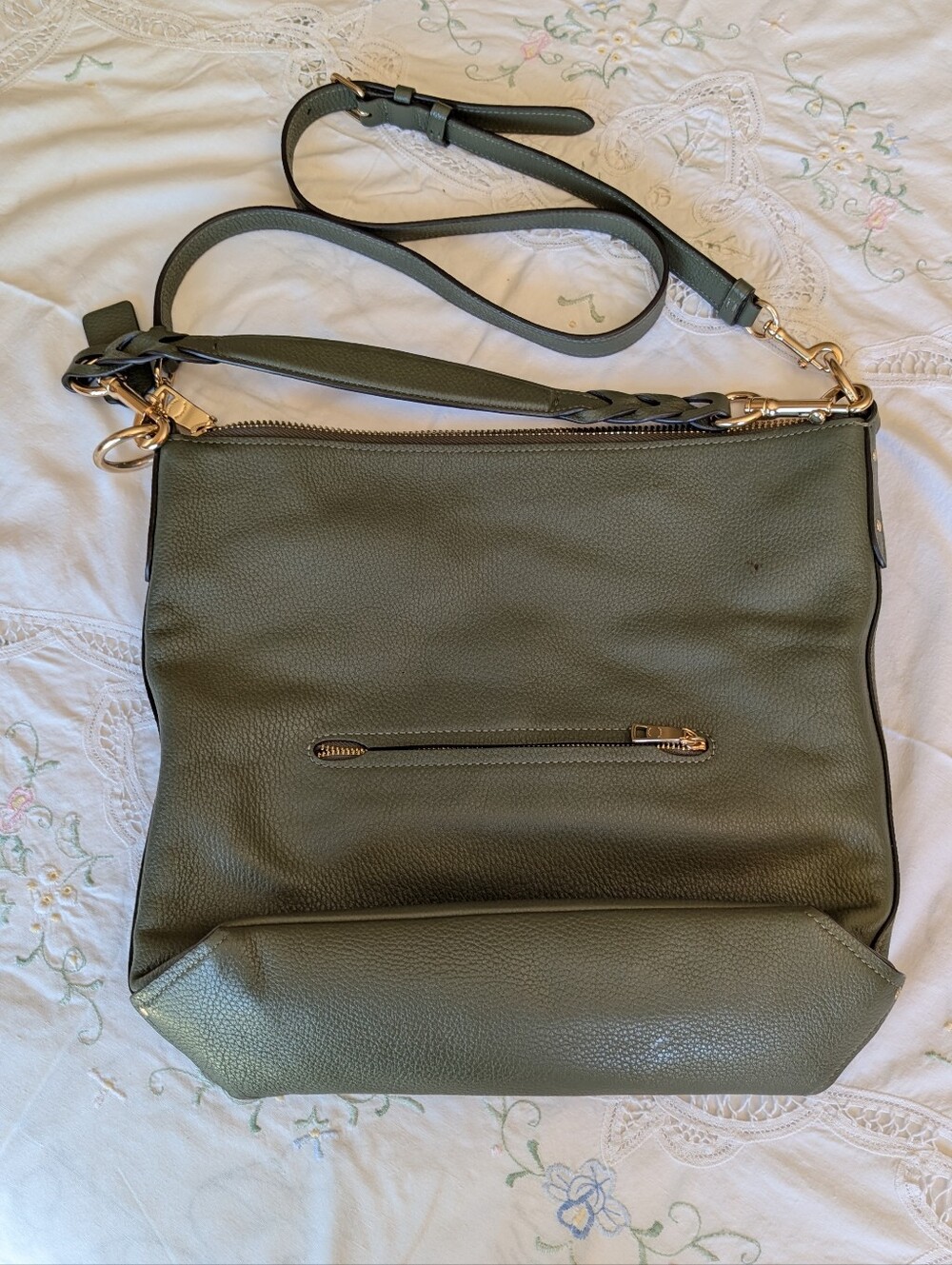 Coach Olive Green Pebbled Leather Shoulder Bag with Gold Hardware - Picture 3 of 4